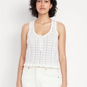 NWT ON White Pointelle Henley Tank